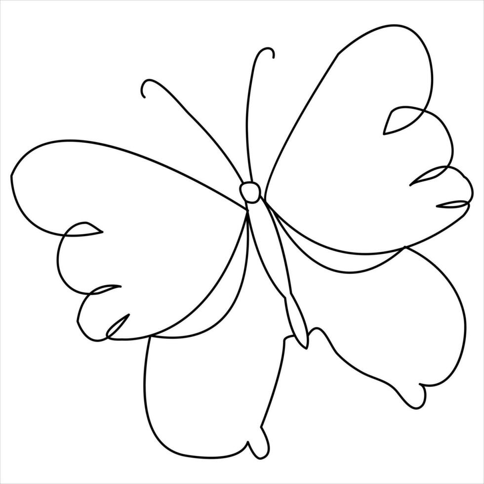 Facile papillon continu Célibataire ligne art dessin et papillon ligne art vecteur illustration