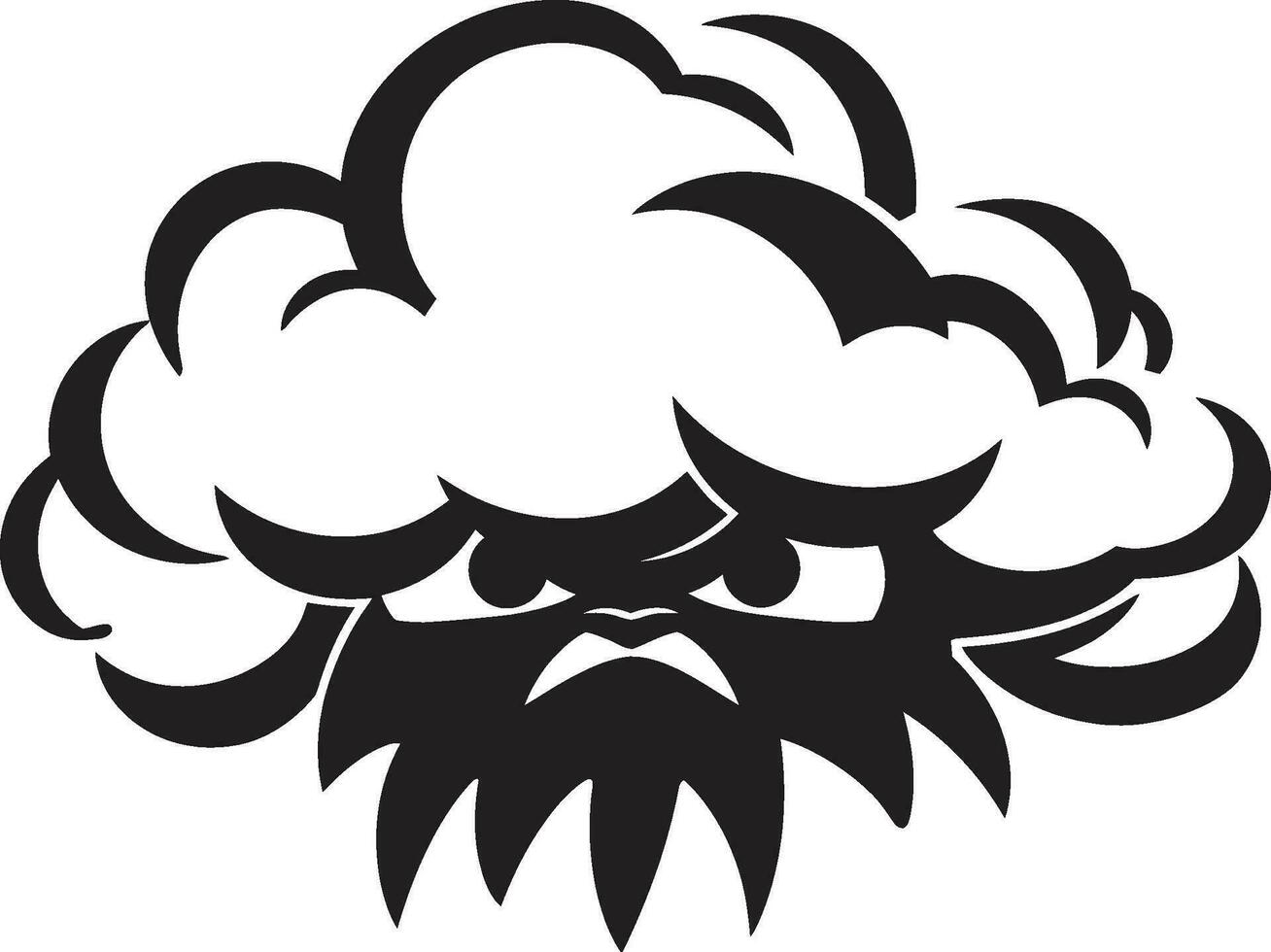 grincheux couvert en colère nuage vecteur conception tonnerre fureur noir dessin animé nuage icône