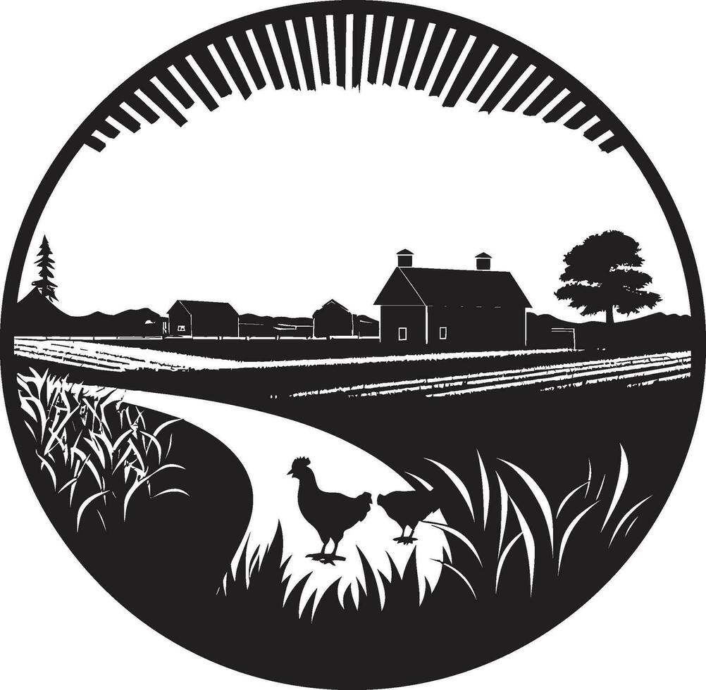 rustique horizon agricole ferme emblème dans vecteur la nature s récolte noir vecteur logo pour fermes