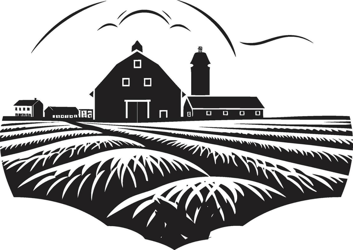 récolte propriété noir logo pour pays vivant rural éclat agricole ferme vecteur icône
