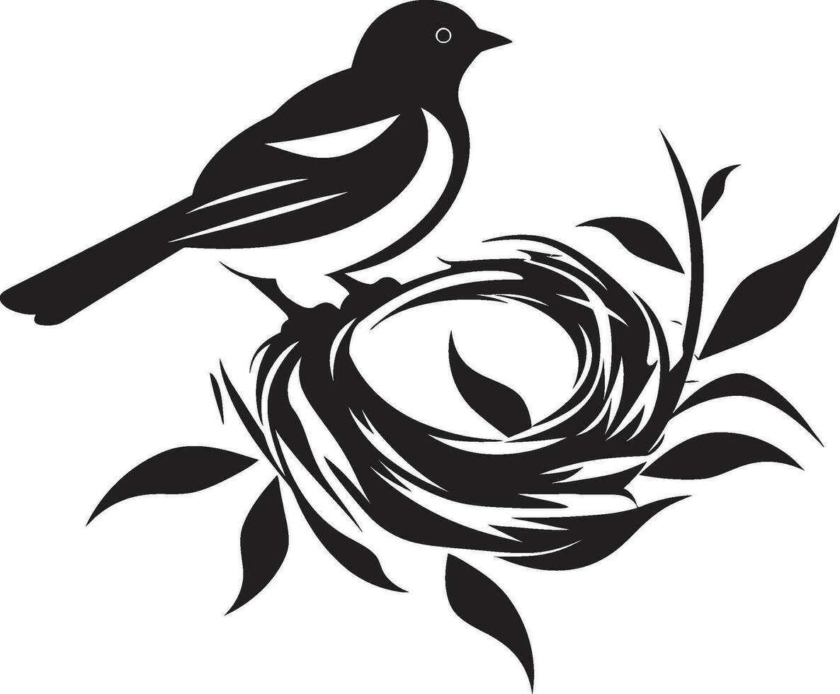 aérien talent artistique noir nid emblème oiseau s havre vecteur nid logo