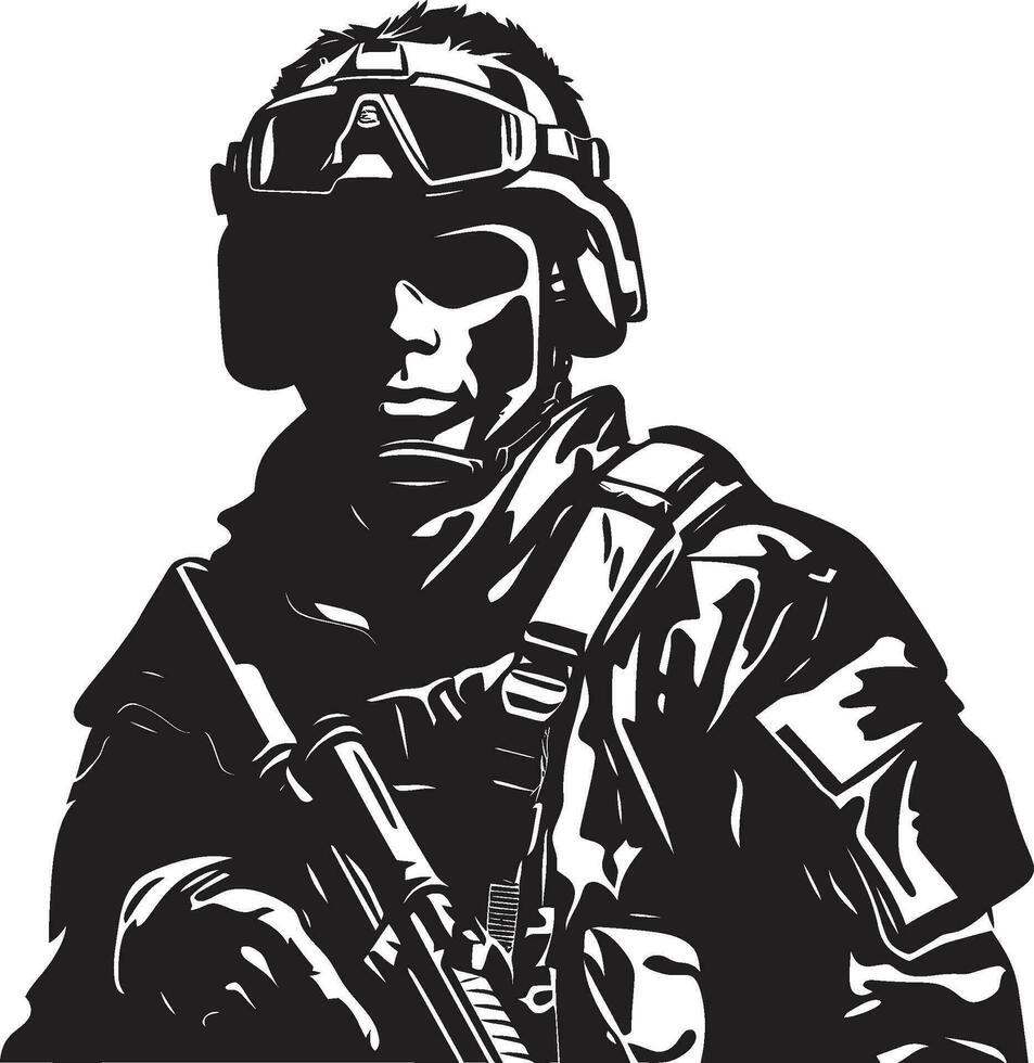 soldat s résoudre noir soldat logo conception combattant vigueur armé soldat noir icône vecteur