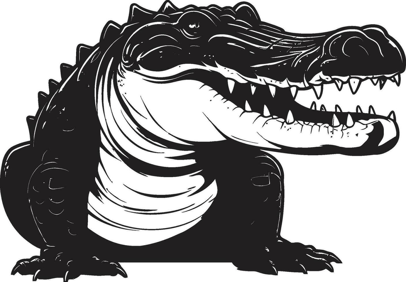 cachette centrale noir alligator logo conception mystique menace alligator noir vecteur icône