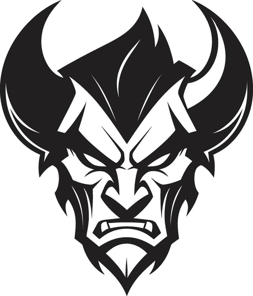 sinistre menace noir logo icône de diable s visage malveillant regard agressif diable s visage dans vecteur