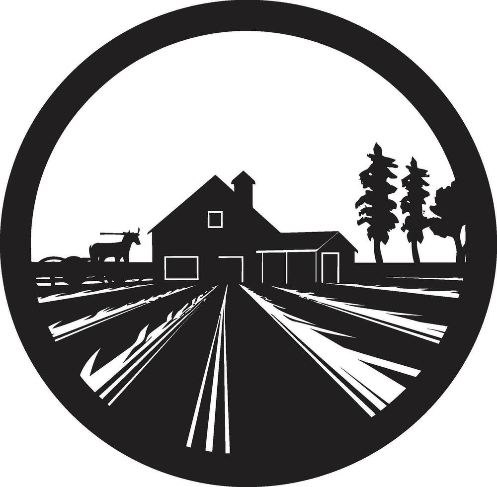 des champs de tranquillité noir logo icône pour fermes campagne essence agricole ferme vecteur