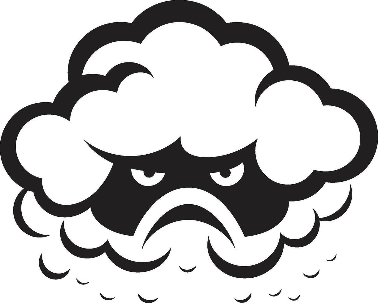 tonnerre fureur noir dessin animé nuage icône rugissement orage en colère vecteur nuage emblème