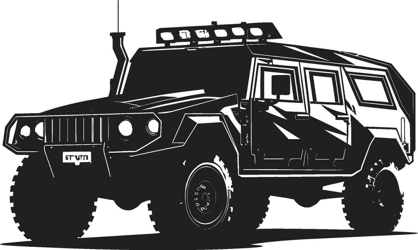 guerrier s balade armée 4x4 emblématique icône Gardien vagabond noir armée transport logo vecteur