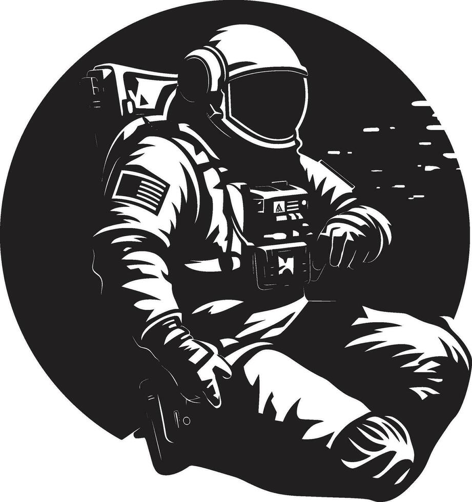 cosmique explorateur astronaute vecteur emblème espace pionnier noir casque logo icône