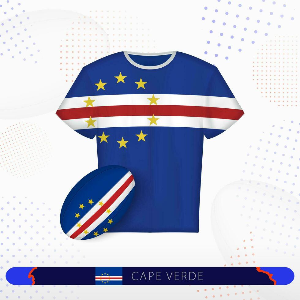 cap verde le rugby Jersey avec le rugby Balle de cap verde sur abstrait sport Contexte. vecteur