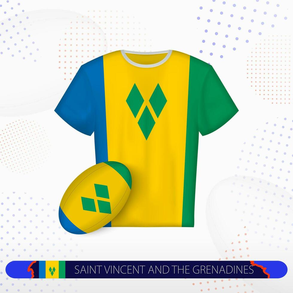 Saint Vincent et le grenadines le rugby Jersey avec le rugby Balle de Saint Vincent et le grenadines sur abstrait sport Contexte. vecteur