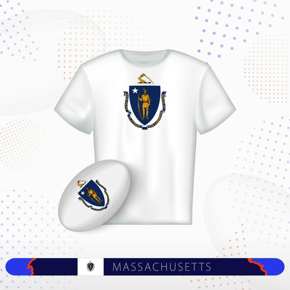 Massachusetts le rugby Jersey avec le rugby Balle de Massachusetts sur abstrait sport Contexte. vecteur