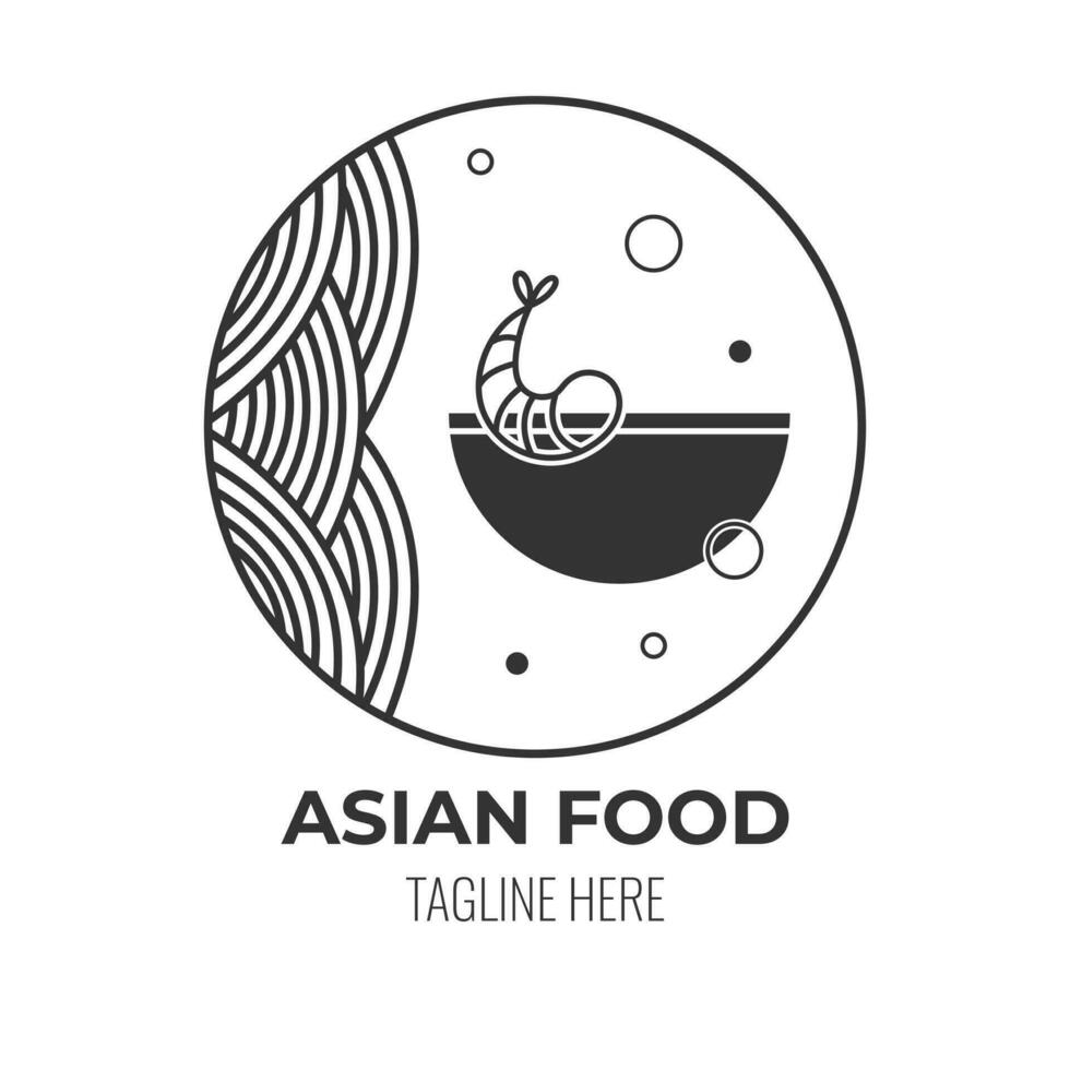 logo icône asiatique nourriture café isolé vecteur conception