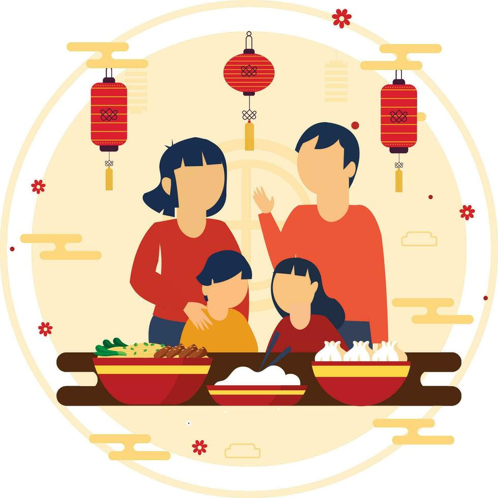 famille en mangeant ensemble illustration vecteur