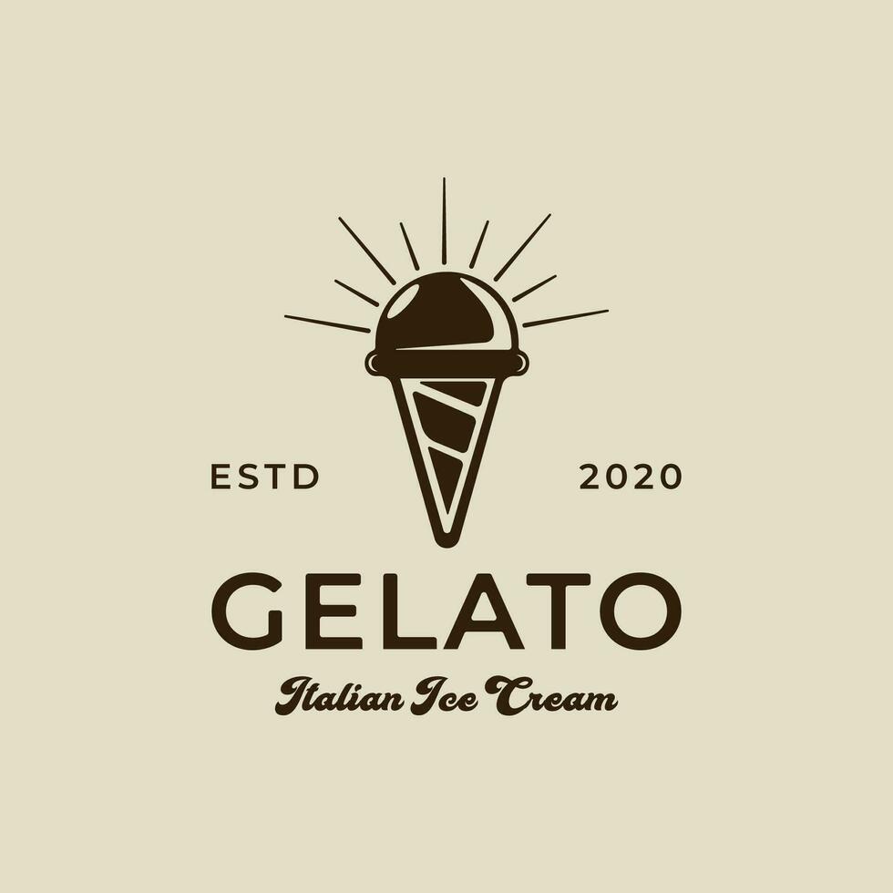 la glace crème logo vecteur ancien illustration modèle icône graphique conception. nourriture congelé gelato signe ou symbole pour magasin affaires avec rétro style concept