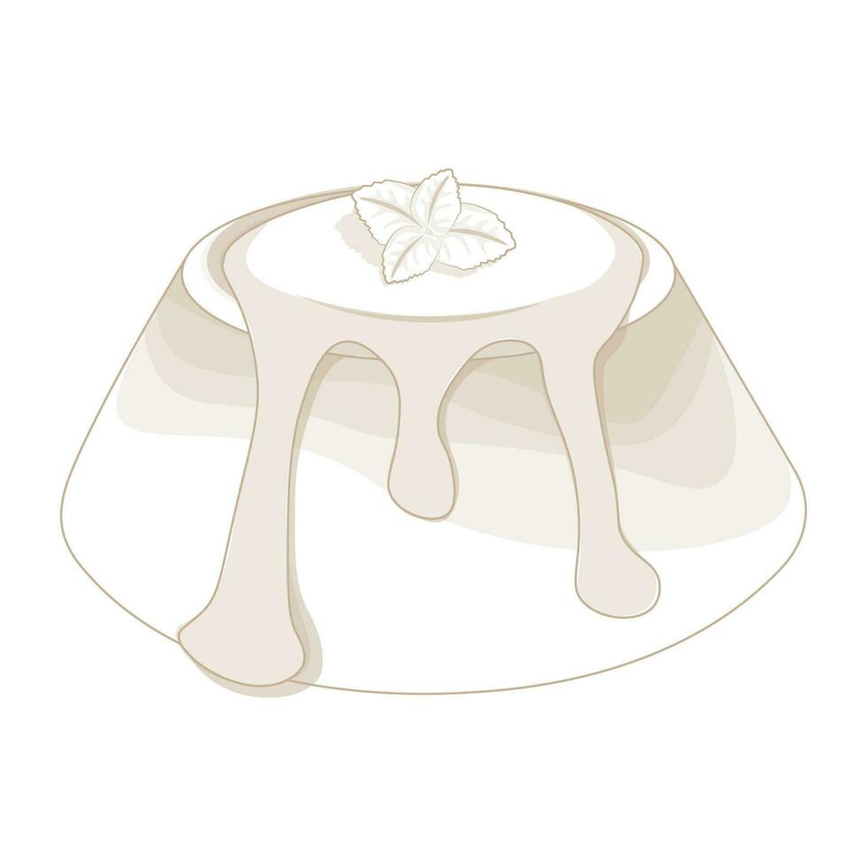 logo illustration panna cotta ligne art vecteur