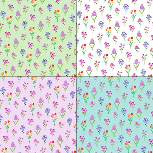 motifs floraux de printemps sur des arrière-plans pastels vecteur