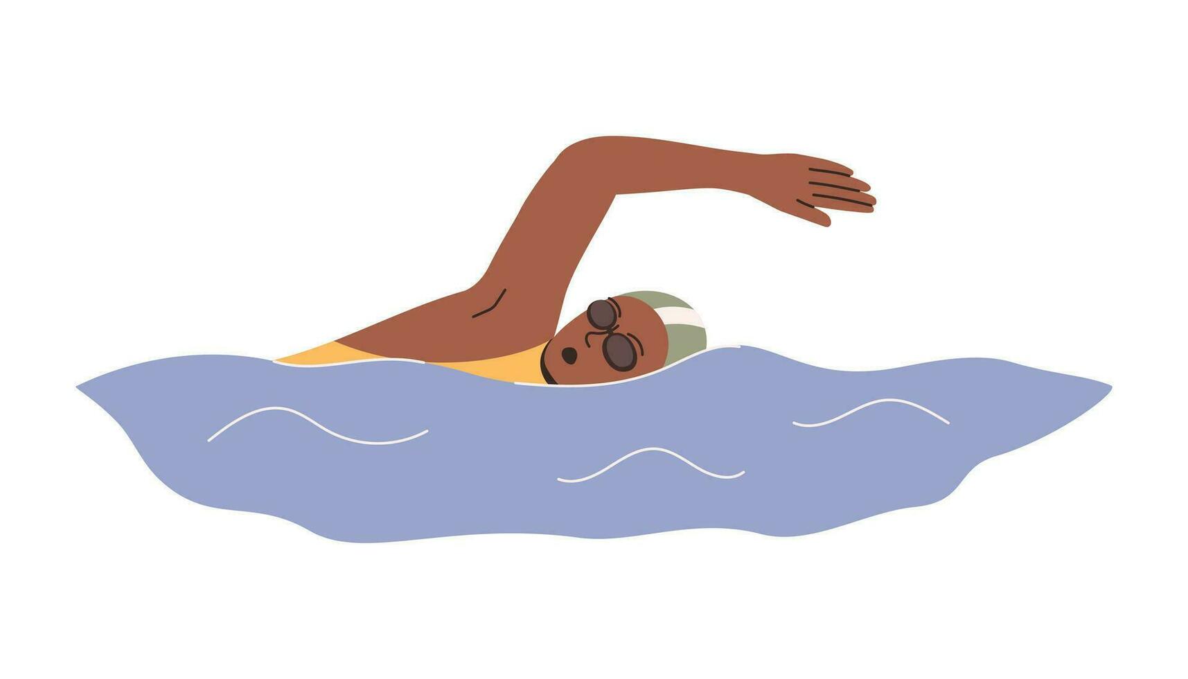 nageur nager dans bassin. plat dessin animé vecteur isolé illustration