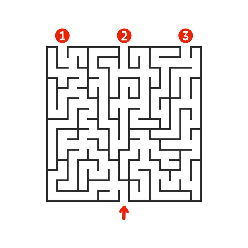 labyrinthe carré abstrait. jeu pour les enfants. casse-tête pour les enfants. trouver le bon chemin. énigme du labyrinthe. illustration vectorielle plane isolée sur fond blanc. vecteur