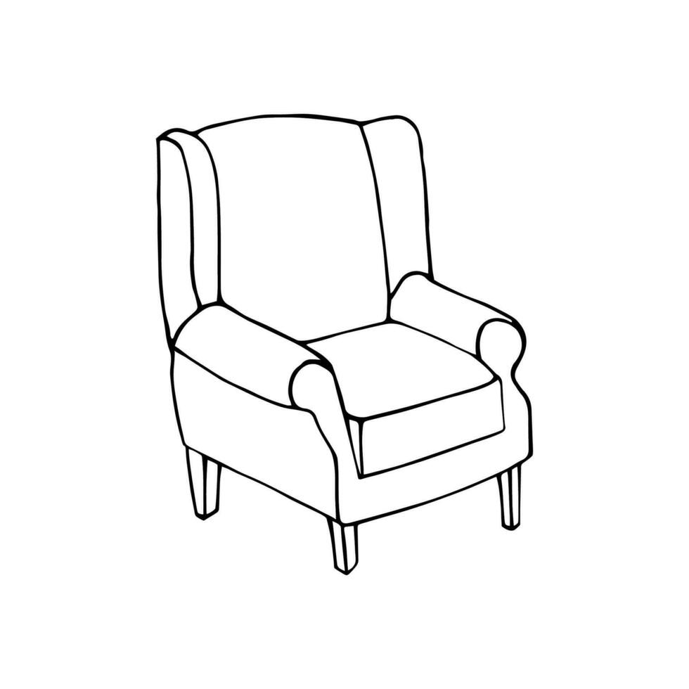 à dossier haut dessin chaise isolé sur blanche. vecteur