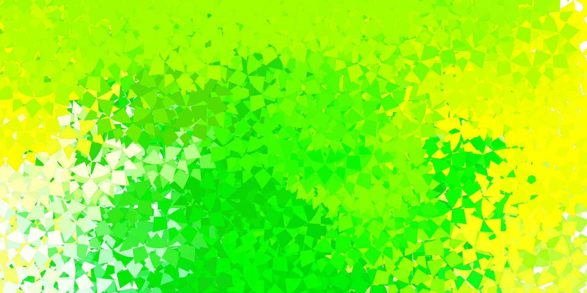 toile de fond de vecteur vert clair, jaune avec des triangles, des lignes.