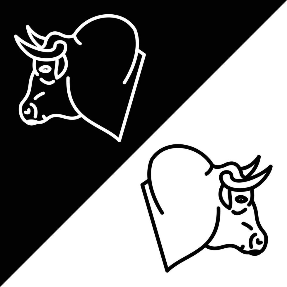 taureau vecteur icône, direct style icône, de animal tête Icônes collection, isolé sur noir et blanc Contexte.