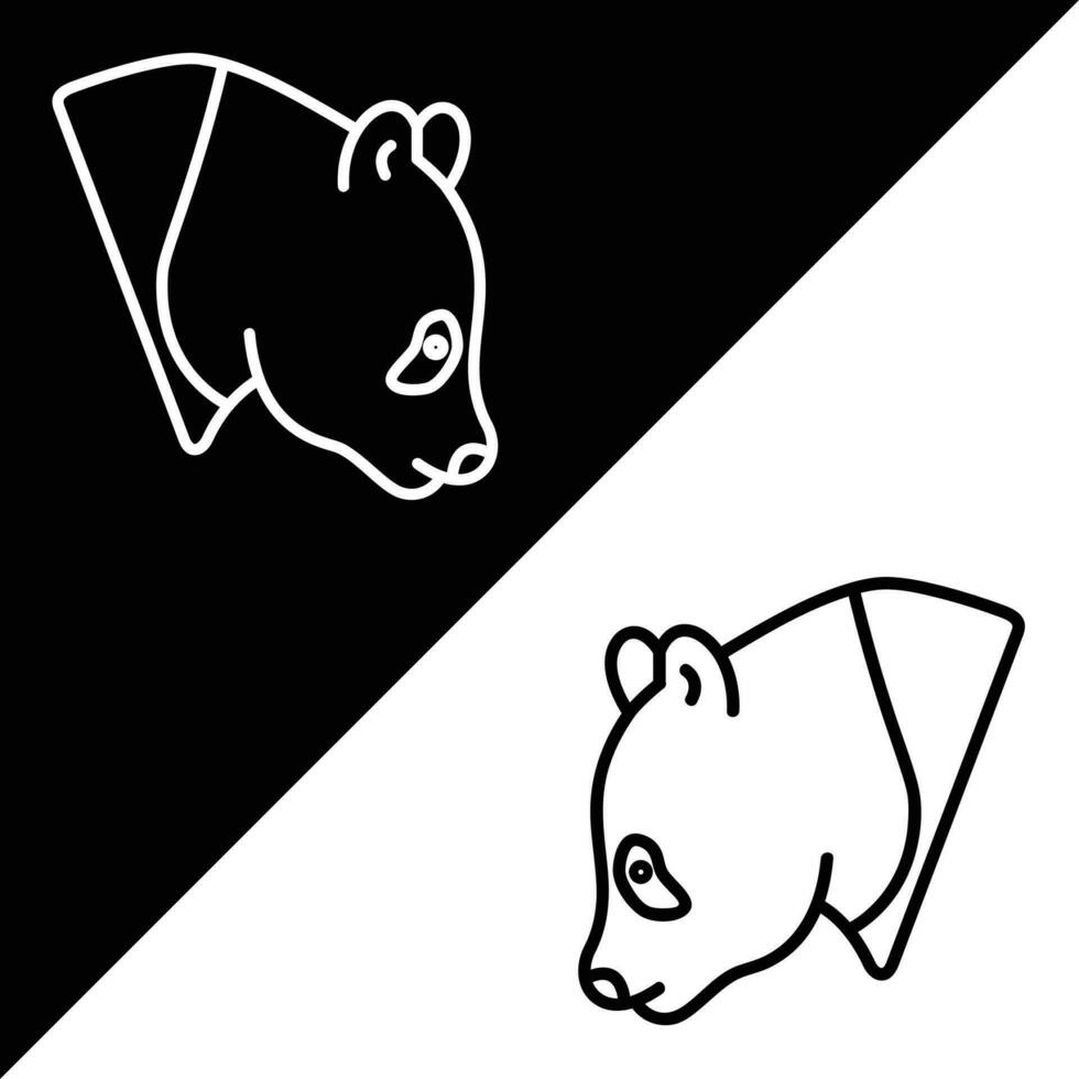 Panda vecteur icône, direct style icône, de animal tête Icônes collection, isolé sur noir et blanc Contexte.