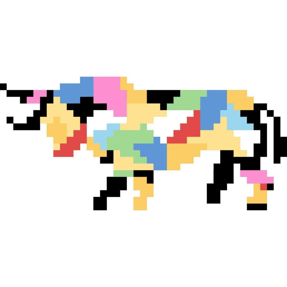 vache dessin animé icône dans pixel style vecteur
