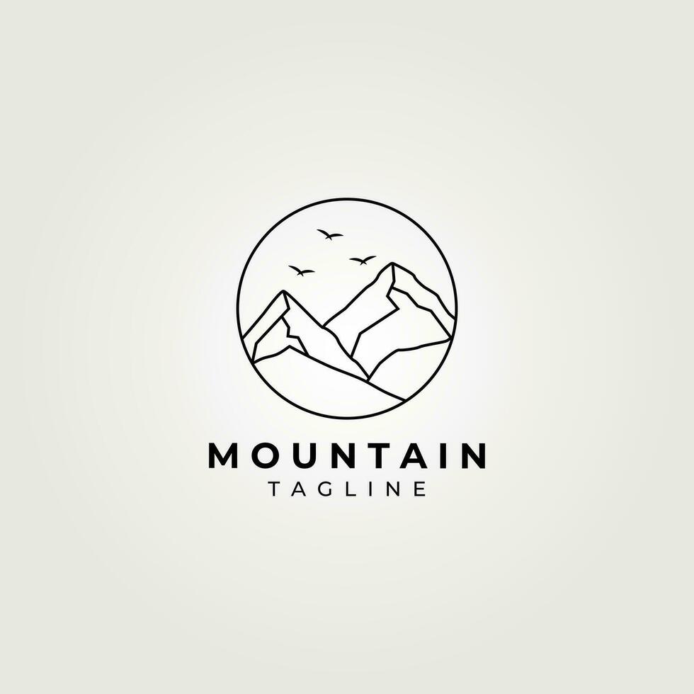 vecteur linéaire logo montagne, ancien illustration conception, aventure l'image de marque style