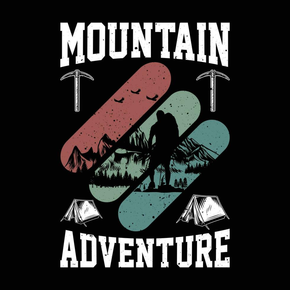 Montagne aventure ancien T-shirt conception vecteur