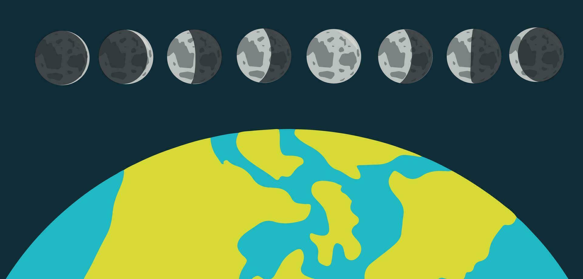 lune phases vecteur. lunaire calendrier. lunaire phases vecteur illustration