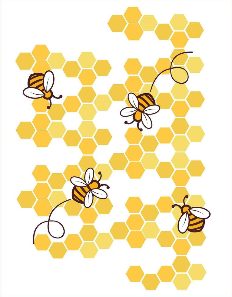 nid d'abeille et abeille vecteur illustration