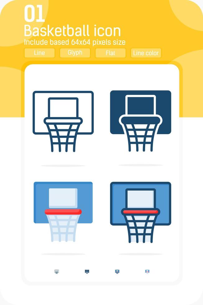 icône premiun de basket-ball avec style multiple isolé sur fond blanc. modèle de conception de symbole d'illustration vectorielle pour la conception Web, l'application mobile, l'interface utilisateur, l'UX, les sports et tous les projets. inclure 64x64 pixels vecteur