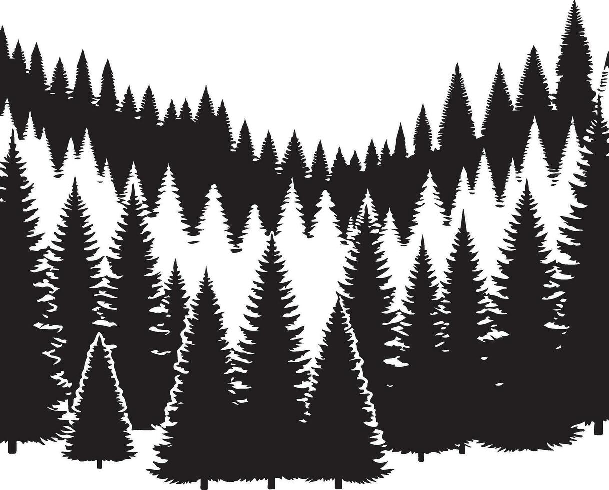 pin arbre forêt vecteur silhouette