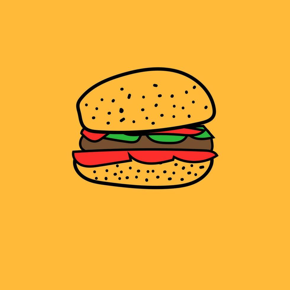 Hamburger main tiré vecteur illustration