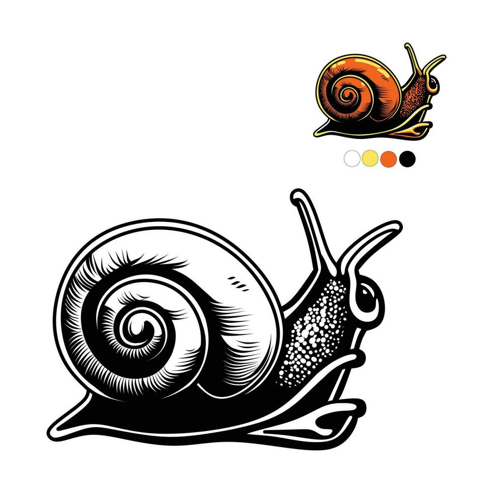 Orange escargot coloration page contour vecteur