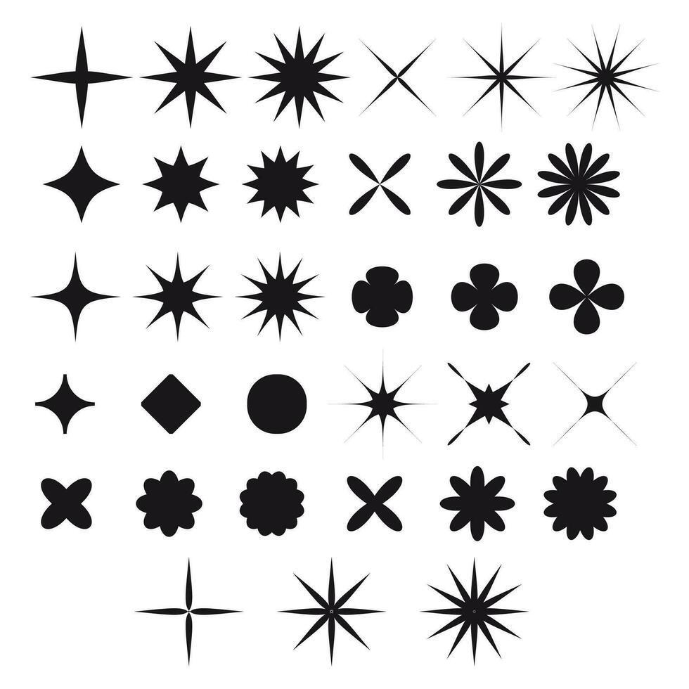 Suisse bauhaus y2k brutaliste éléments. abstrait géométrique formes, contemporain fleur, étoile Les figures. vecteur memphis conception, primitif élément ensemble