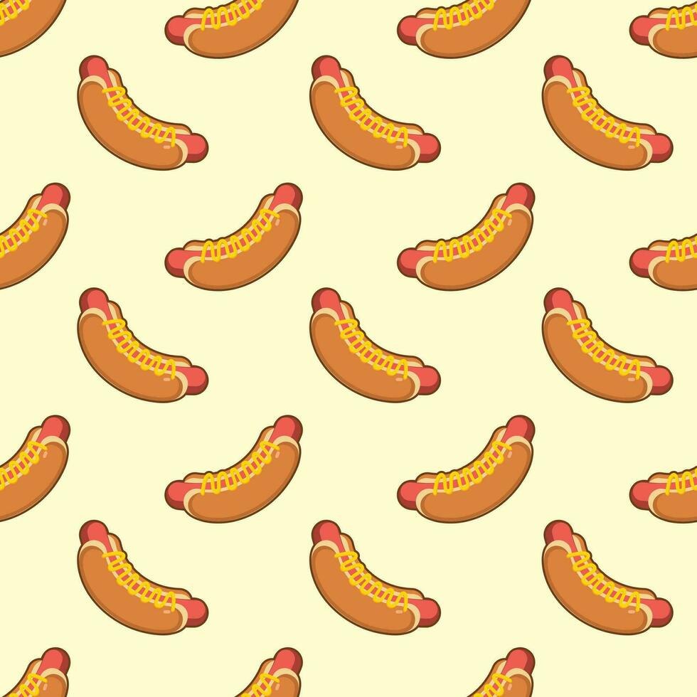 Hot-dog vecteur illustration, Hot-dog sans couture modèle
