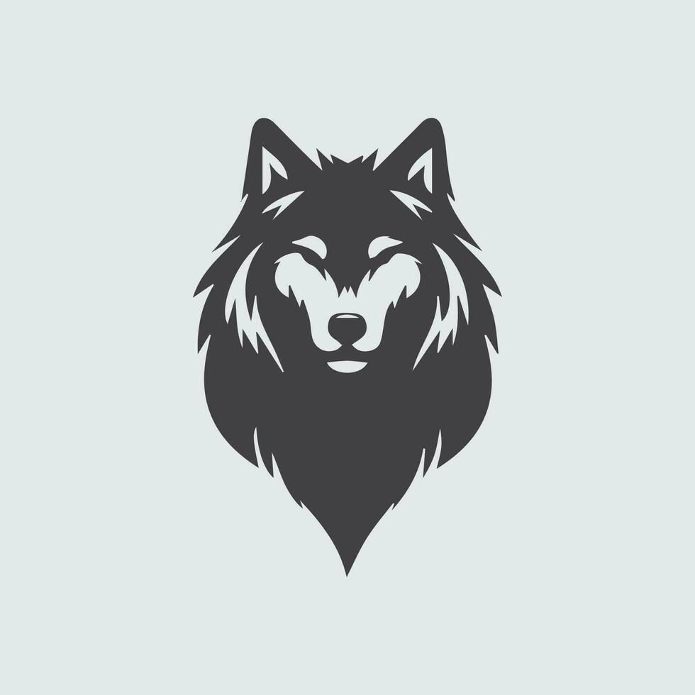 Loup tête icône dans noir et blanc sur une gris Contexte. vecteur illustration