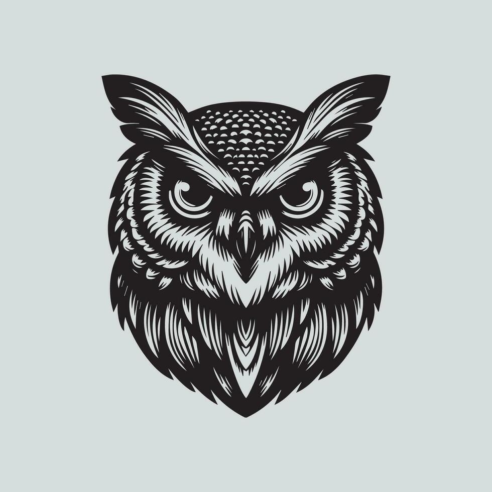 hibou tête logo conception vecteur modèle. hibou tête dans noir et blanc couleurs