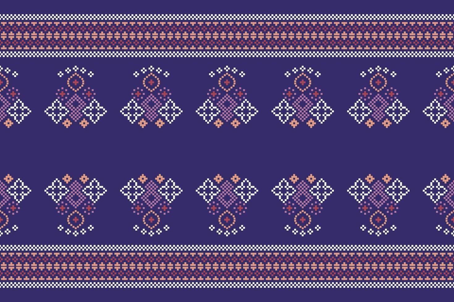 ethnique géométrique en tissu modèle traverser point.ikat broderie ethnique Oriental pixel modèle violet violet Contexte. abstrait, vecteur, illustration. texture, vêtements, décoration, motifs, soie, papier peint. vecteur