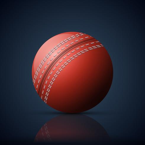 Illustration de ballon de cricket traditionnel rouge vecteur