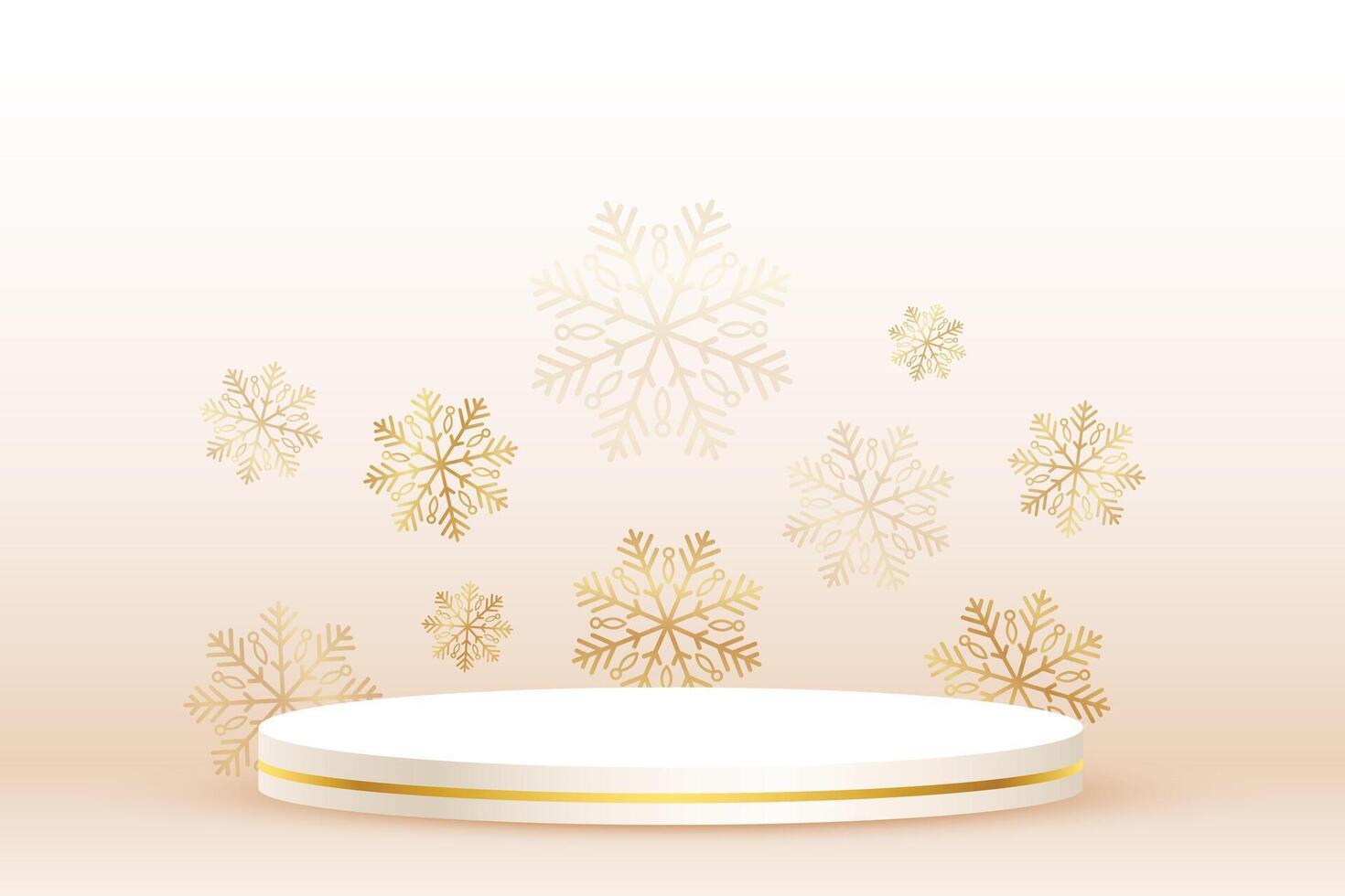 Noël Contexte avec podium et d'or flocons de neige vecteur