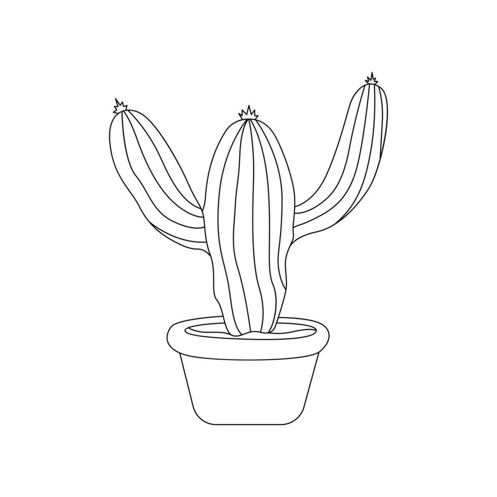 continu un ligne dessin de cactus les plantes contour vecteur art illustration