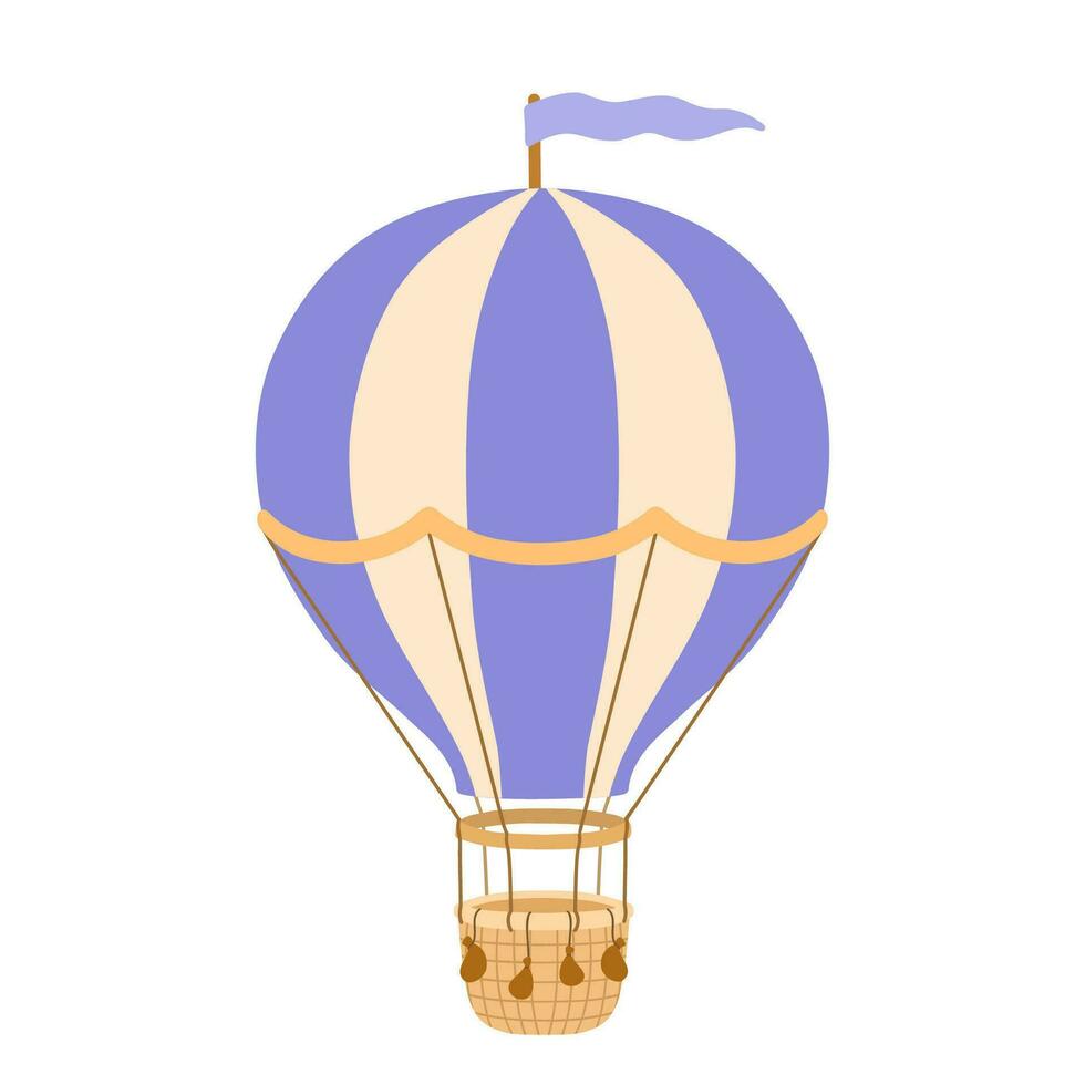 ancien chaud air ballon avec drapeaux. vecteur illustration isolé sur blanc