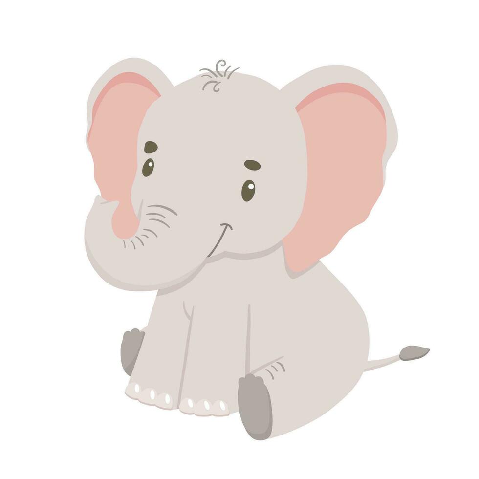 mignonne séance l'éléphant. dessin animé illustration pour enfants. africain bébé animal vecteur