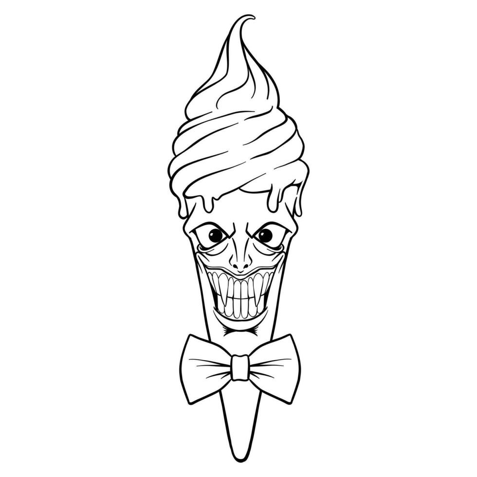 noir et blanc monstre la glace crème illustration vecteur