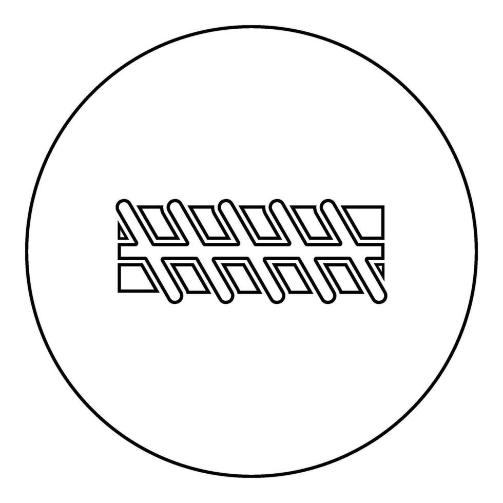renforcement bar armature nervuré métal barre icône dans cercle rond noir Couleur vecteur illustration image contour contour ligne mince style