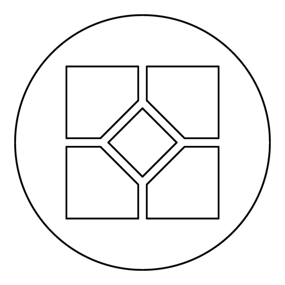 céramique tuile pavage dalle icône dans cercle rond noir Couleur vecteur illustration image contour contour ligne mince style