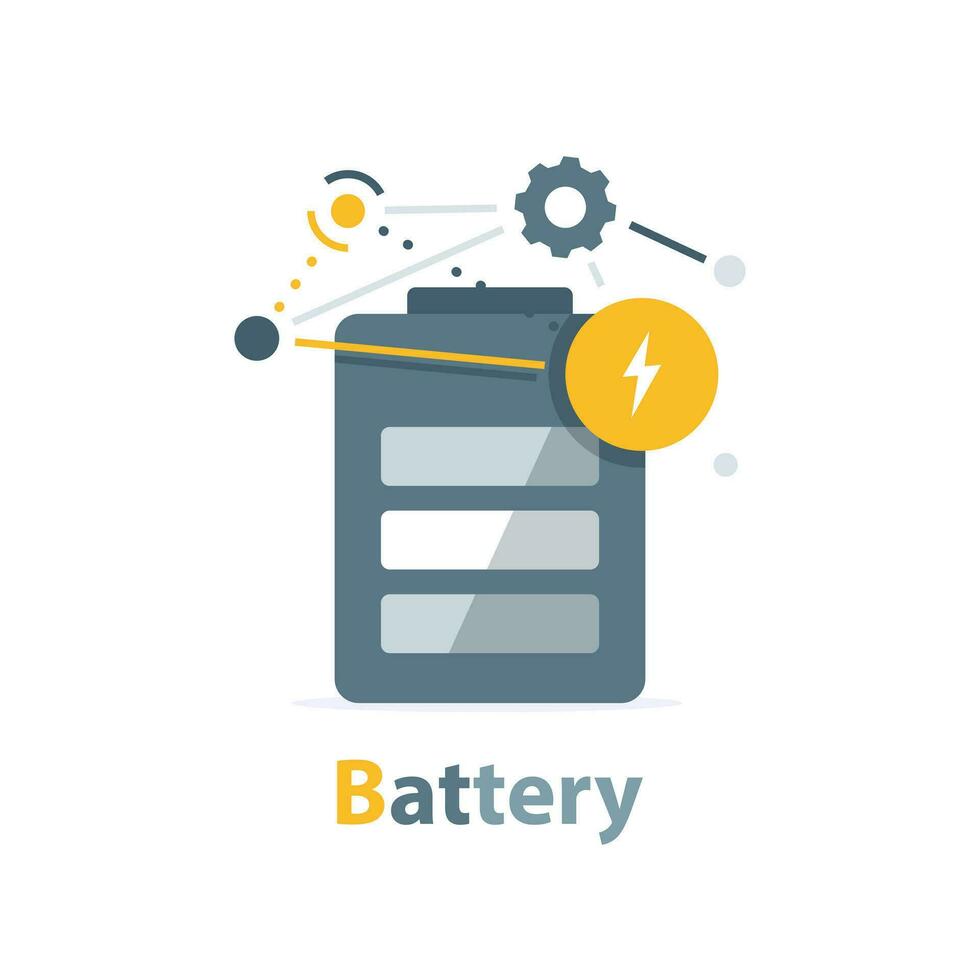 batterie énergie, batterie charge niveau, plat conception icône vecteur illustration