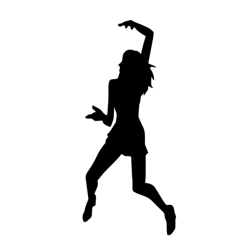 silhouette de une svelte femelle dans Danse pose. silhouette de une femme dansant. vecteur